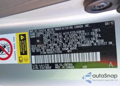 2013 Lexus Rx 350 from USA, damaged, VIN 2T2BK1BA9DC174204